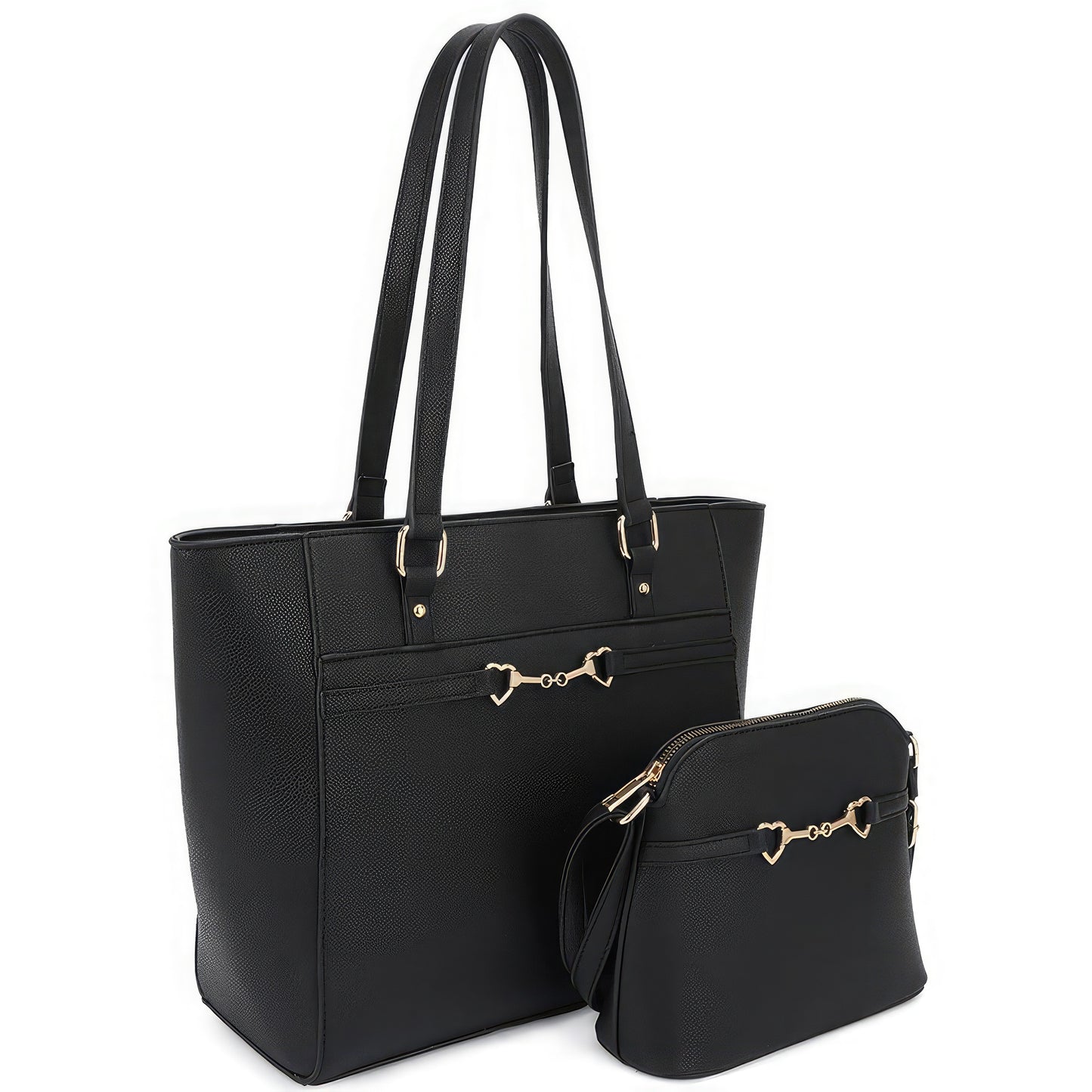 Smooth Matching Shoulder Tote Bag With Crossbody Set