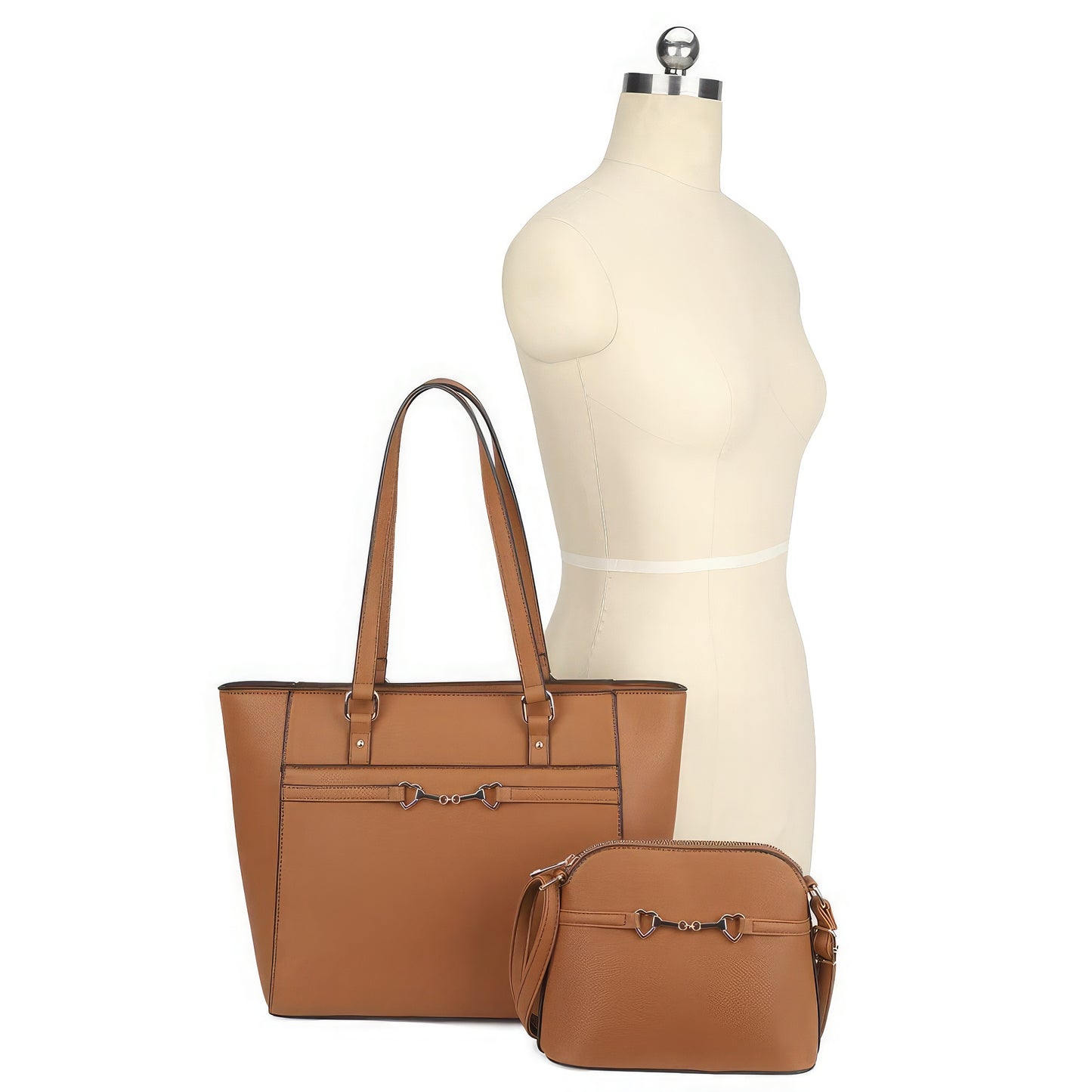 Smooth Matching Shoulder Tote Bag With Crossbody Set